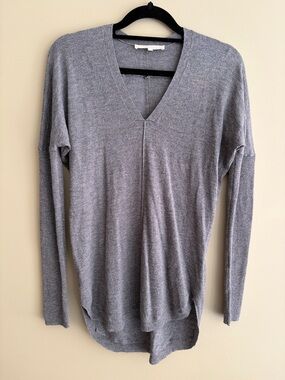 Monk & Lou Gray V-Neck Lightweight Knit Sweater